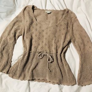 Beige peplum long sleeve shirt